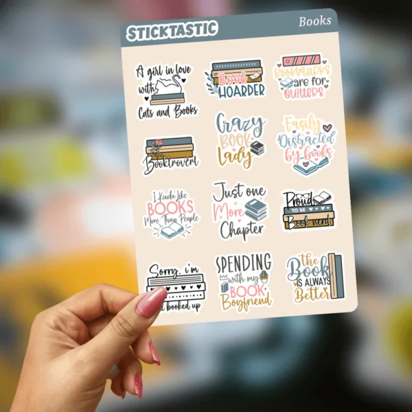 Books_4_Sticktastic_Sticker_Sheet_5x7 Book Lovers Theme Paper Sticker Sheets (set of 2 sheets)