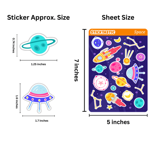 Space Theme Paper Sticker Sheets (set of 2 sheets)