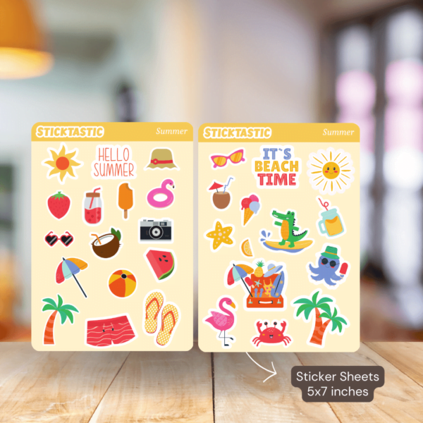 Summer_1_2_Sticktastic_Sticker_Sheet_5x7 Summer Theme Paper Sticker Sheets (set of 2 sheets)