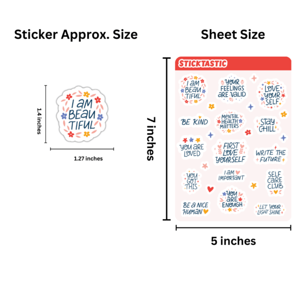 PositiveAffirmations_1_2_Dimension_Sticktastic_Sticker_Sheet_5x7 Positive Affirmations Paper Sticker Sheets (set of 2 sheets)