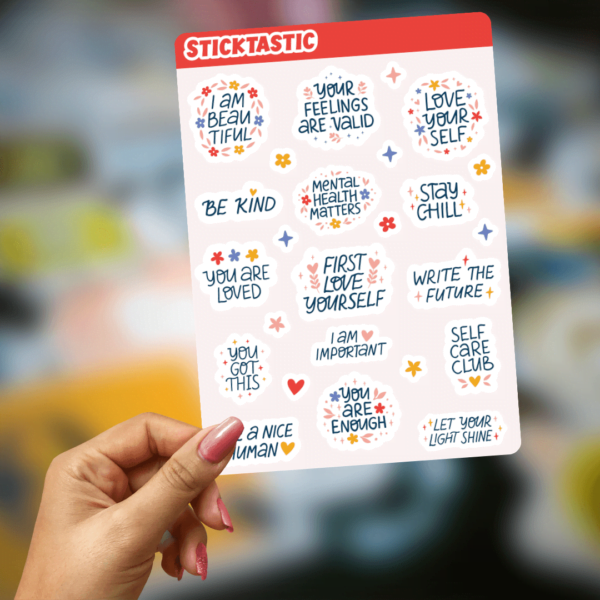 PositiveAffirmations_1_Sticktastic_Sticker_Sheet_5x7 Positive Affirmations Paper Sticker Sheets (set of 2 sheets)