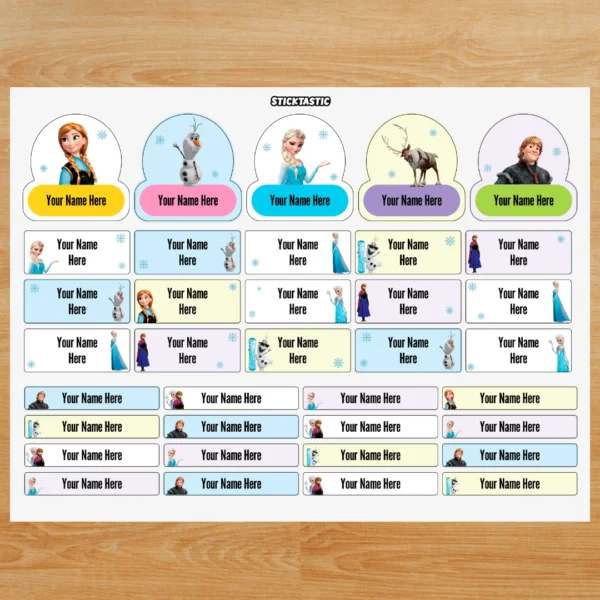 ST_NT002_Frozen Frozen Theme - Customized Name Labels for Kids (36 Paper Stickers)
