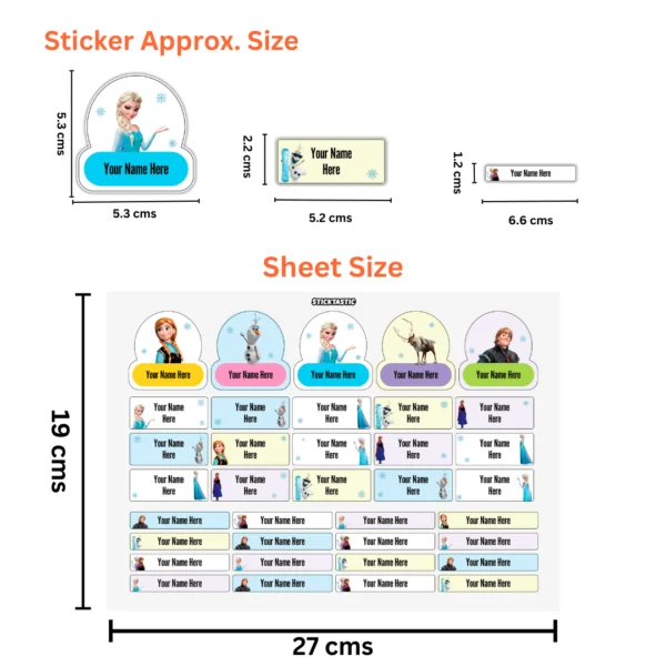 ST_NT002_Frozen_Dimension Frozen Theme - Customized Name Labels for Kids (36 Paper Stickers)
