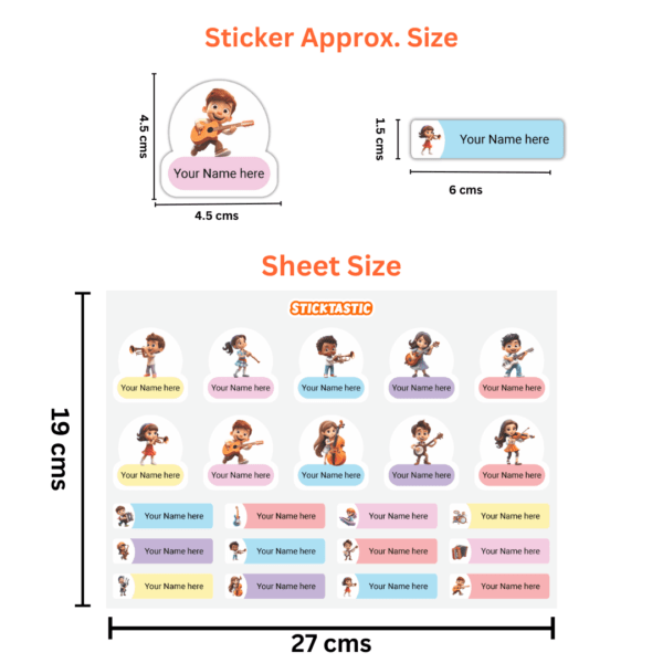 ST_NT004_Music_Dimension Music Theme - Customized Name Labels for Kids (22 Stickers) NT004