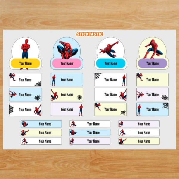 ST_NT005_Spiderman Spiderman Theme - Customized Name Labels for Kids (25 Stickers)