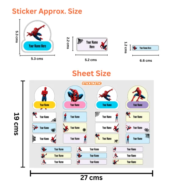 ST_NT005_Spiderman_Dimension Spiderman Theme - Customized Name Labels for Kids (25 Stickers)