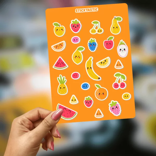 Kawaai_3_Sticktastic_Sticker_Sheet_5x7 Kawaii - Fruits and Vegetables Paper Sticker Sheets (set of 2 sheets)
