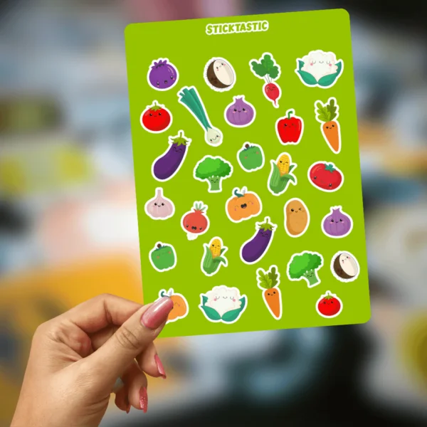 Kawaai_4_Sticktastic_Sticker_Sheet_5x7 Kawaii - Fruits and Vegetables Paper Sticker Sheets (set of 2 sheets)
