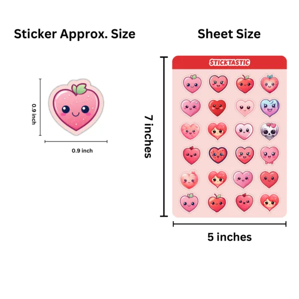 Heart_1_2_Dimension_Sticktastic_Sticker_Sheet_5x7 Hearts Paper Sticker Sheets for Scrapbooking, Journaling, Planners, and DIY Crafts - Set of 2 Sheets (5x7 inches) - Cute and Decorative - Perfect for Gifting and Creative Projects