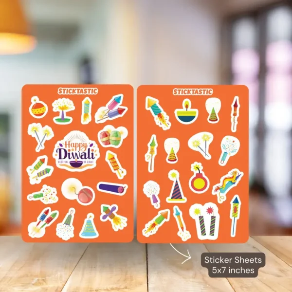 Diwali Theme Paper Sticker Sheets (set of 2 sheets)